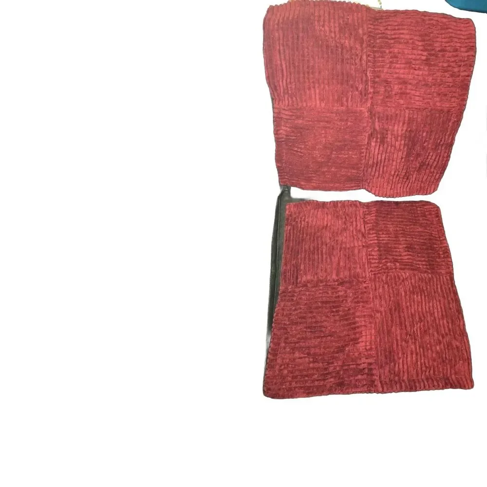 2 MIULEE Corduroy Pillow Covers Burgandy w/ Splicing Super Soft Boho Striped